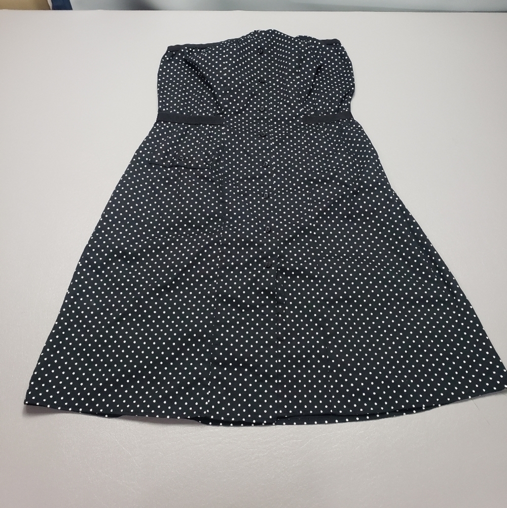 Street code strapless black and white polka dot midi dress women's size medium